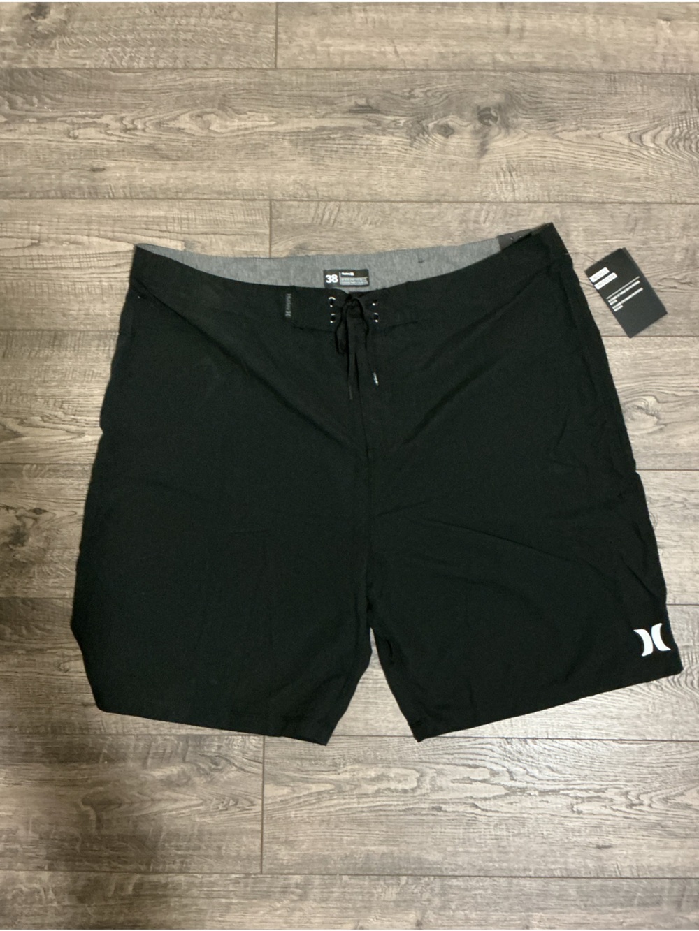 Hurley Black Men’s Hybrid Board Shorts with Logo